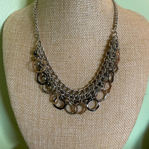 Elegant Silver and gold Chain mesh Necklace - Picture 1 of 6
